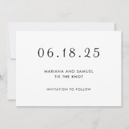 Reserve A Data Casamento Minimalista Preto e Branco Moderno