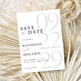 Reserve A Data Casamento Minimalista Preto e Branco Moderno