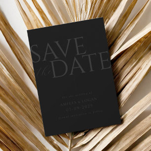Reserve A Data Casamento Minimalista Preto Moderno de Chic Matte