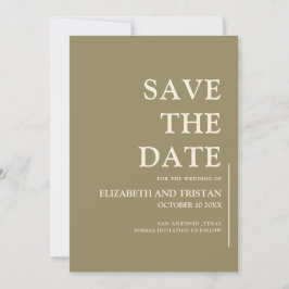 Reserve A Data Casamento Minimalista Verde Oliva Elegante