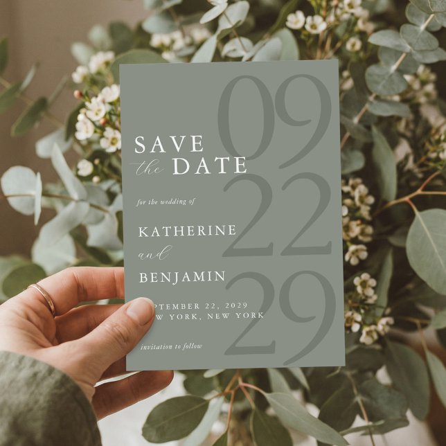 Reserve A Data Casamento Minimalista Verde Sage Moderno (Criador carregado)