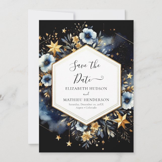 Reserve A Data Casamento Mínimo Boho Celestial (Frente)