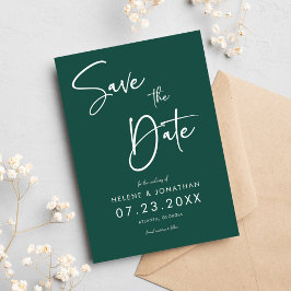 Reserve A Data Casamento mínimo da caligrafia verde esmeralda