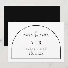 Reserve A Data Casamento Mínimo de Arco Moderno Preto e Branco