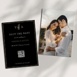 Reserve A Data Casamento mínimo de código QR branco preto e Doura