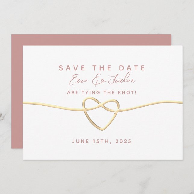 Reserve A Data Casamento Mínimo de Dusty Rosa (Frente/Verso)