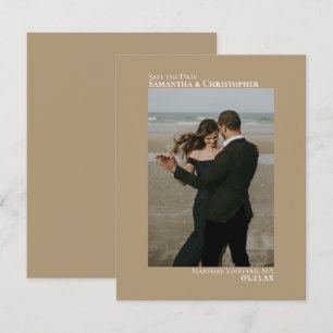 Reserve A Data Casamento Mínimo de Foto Vertical de Mocha Tan