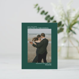 Reserve A Data Casamento Mínimo de Foto Vertical Emerald Green