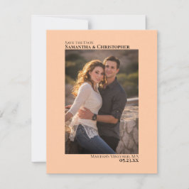 Reserve A Data Casamento Mínimo de Foto Vertical Peach Coral