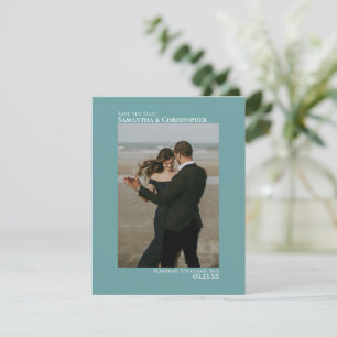 Reserve A Data Casamento Mínimo de Foto Vertical sobre Teal Eleg