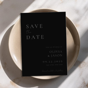 Reserve A Data Casamento Mínimo de Preto de Matte Moderno