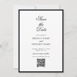 Reserve A Data Casamento Mínimo Elegante do Monograma Branco Negr