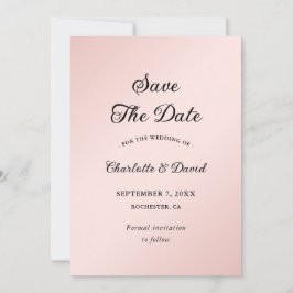 Reserve A Data Casamento Mínimo Elegante Negro e Rosa Esbranquiça