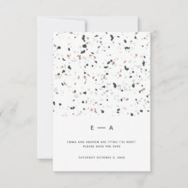 Reserve A Data Casamento Mínimo Moderno do Padrão Terrazzo Verde 