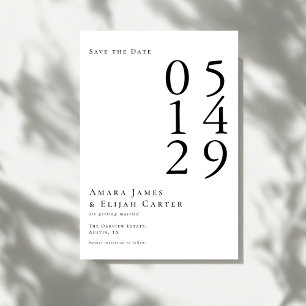 Reserve A Data Casamento mínimo preto e branco moderno