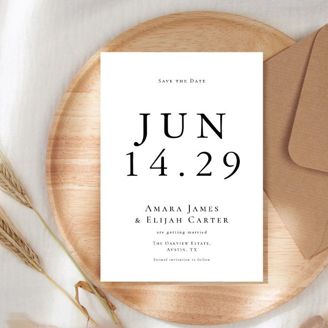 Reserve A Data Casamento mínimo preto e branco moderno (Criador carregado)