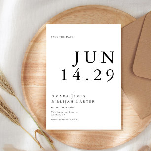 Reserve A Data Casamento mínimo preto e branco moderno