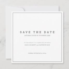 Reserve A Data Casamento mínimo quadrado de cinza branca