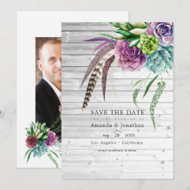Reserve A Data Casamento Místico Boho Rústico com Plantas Suculen