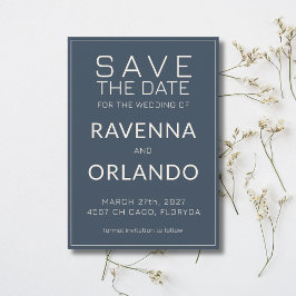 Reserve A Data Casamento Moderno Azul Marinho Marfim Dinheiro Ant