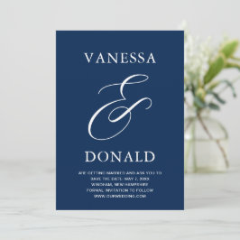 Reserve A Data Casamento Moderno Azul Marinho Vanessa