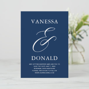 Reserve A Data Casamento Moderno Azul Marinho Vanessa