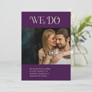 Reserve A Data Casamento Moderno Blaire Roxo
