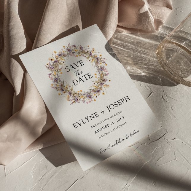 Reserve A Data Casamento Moderno Boho Floral Rosa Roxo Caprichoso (Criador carregado)