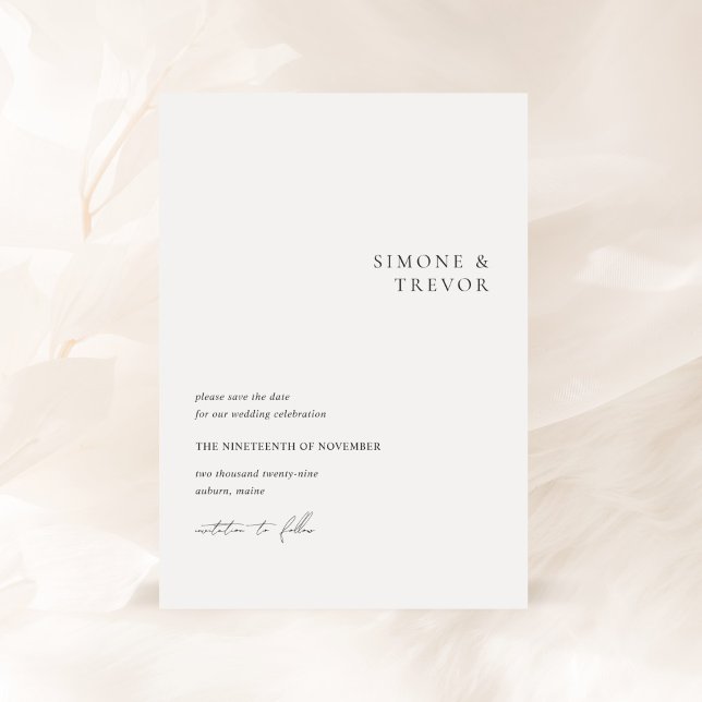 Reserve A Data Casamento Moderno Branco e Negro Limpo (Criador carregado)