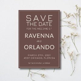 Reserve A Data Casamento Moderno Chocolate Marfim Dinheiro Antigo