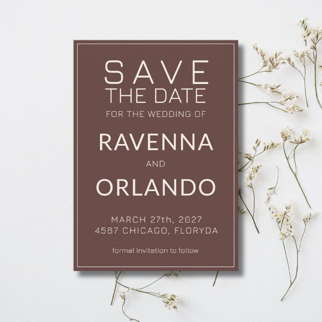 Reserve A Data Casamento Moderno Chocolate Marfim Dinheiro Antigo (Criador carregado)