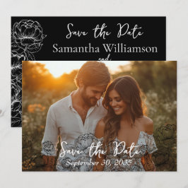 Reserve A Data Casamento Moderno Clássico do Boho Negro Elegante