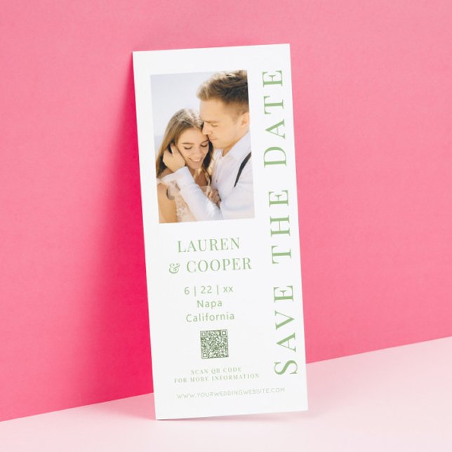 Reserve A Data Casamento Moderno com Código QR de Foto em Verde S (Criador carregado)