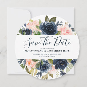 Reserve A Data Casamento Moderno com Florais de Aquarela Rosa e A