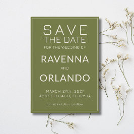 Reserve A Data Casamento Moderno com Marfim em Verde Oliva Dinhei