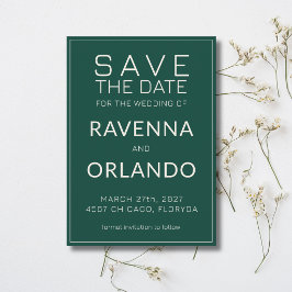 Reserve A Data Casamento Moderno com Marfim Esmeralda e Estilo Ol