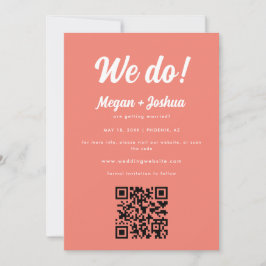 Reserve A Data Casamento Moderno com QR Code e Foto em Rosa Coral