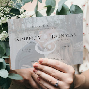 Reserve A Data Casamento moderno com sobreposição de 2 fotos pers