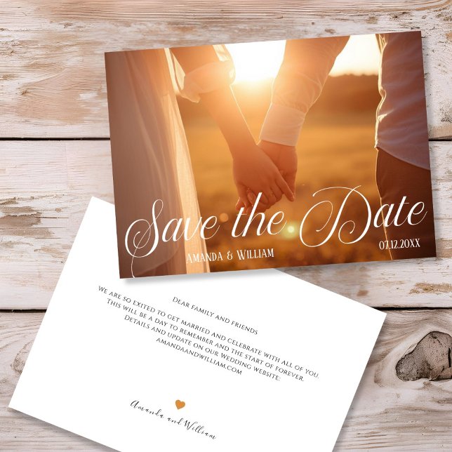 Reserve A Data Casamento Moderno com Texto e Foto (Modern Text and Photo Wedding Save The Date)