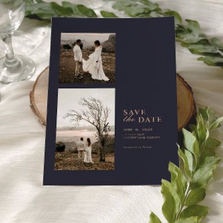 Reserve A Data Casamento Moderno de Colagem de Fotos Minimalista