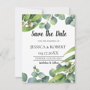 Reserve A Data Casamento moderno de Eucalyptus Salve a Data