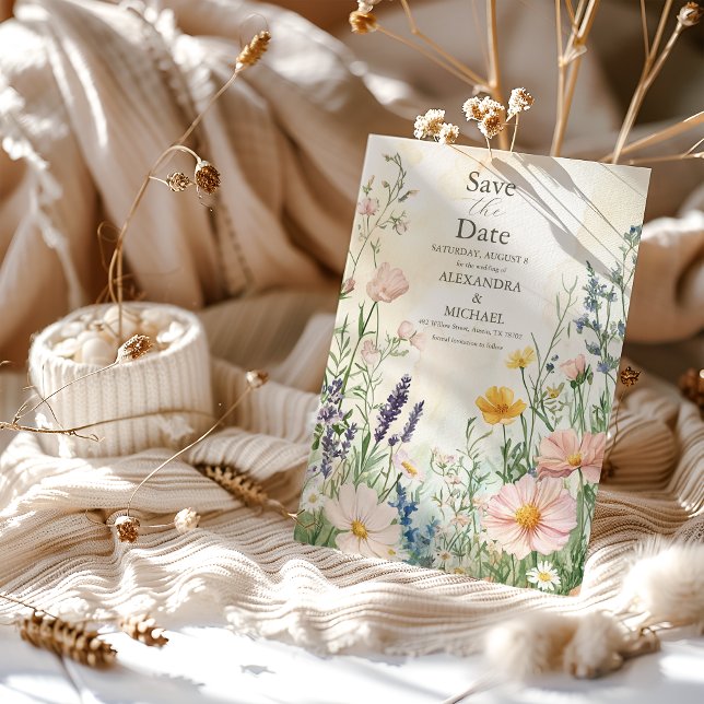 Reserve A Data Casamento Moderno de Flores Selvagens (Criador carregado)