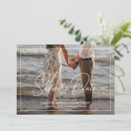 Reserve A Data Casamento Moderno de Foto Branca e Preta