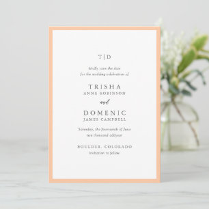 Reserve A Data Casamento Moderno de Peach Monograma Legant