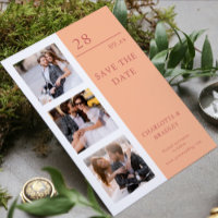 Casamento Moderno de Quatro Fotos em Rosa Pêssego