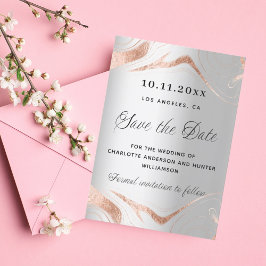 Reserve A Data Casamento moderno de rosa de ouro de prata
