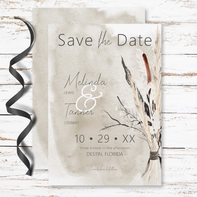 Reserve A Data Casamento Moderno do Buquê Rustic Boho (Rustic Boho Bouquet Modern Wedding Save The Date)