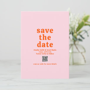 Reserve A Data Casamento Moderno do Código QR Cor-de-Laranja e Co