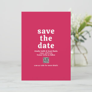 Reserve A Data Casamento Moderno do Código QR Cor-de-Rosa-Quente 