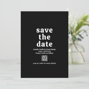 Reserve A Data Casamento Moderno do Código QR Preto de Fonte Retr